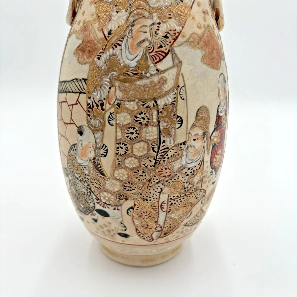 Vintage 19th Century Satsuma Heavy Gilt Gold‎ Vase 9.5